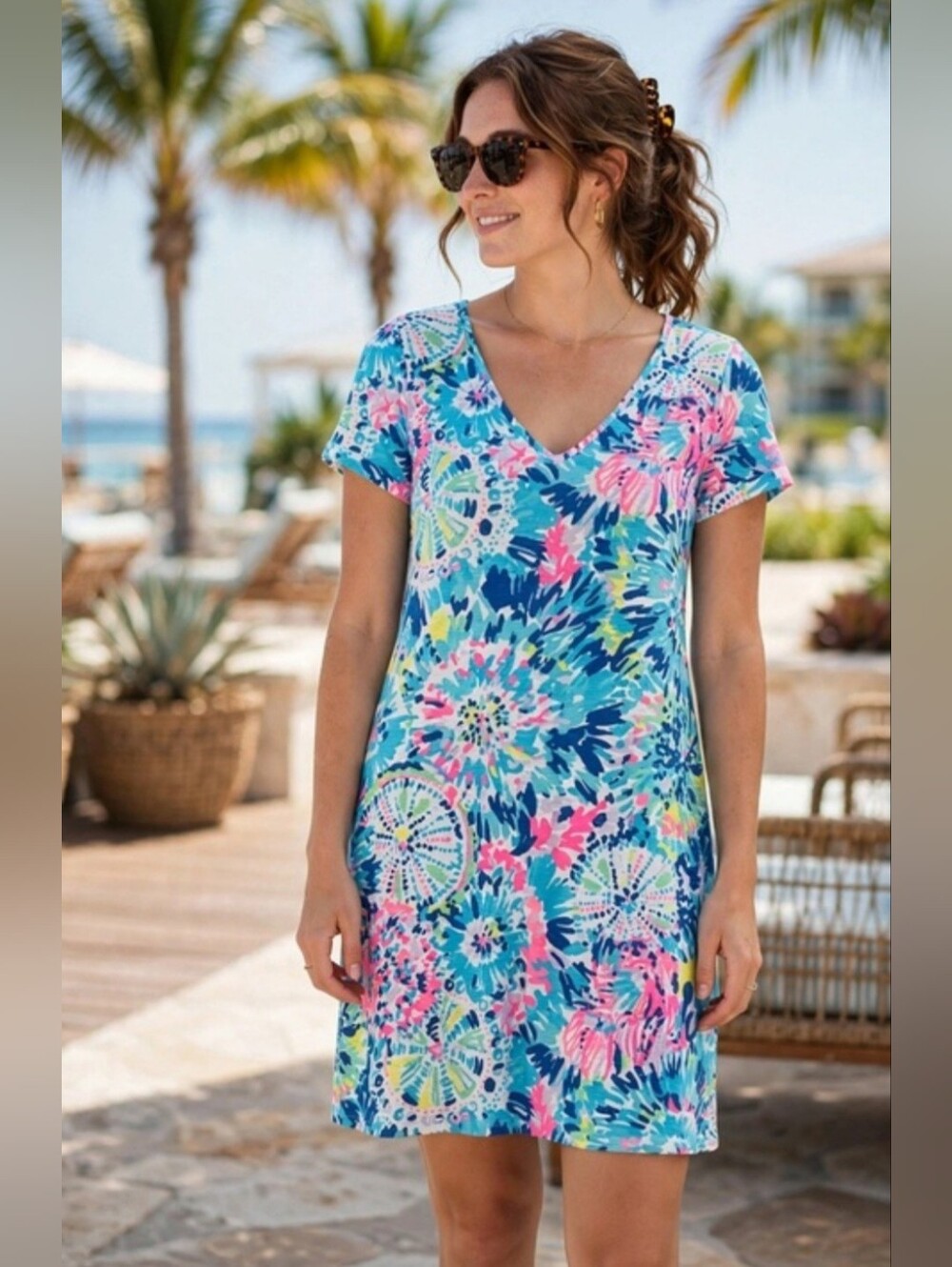 Lilly Pulitzer Blue Pink Floral Dress > Like NEW condition